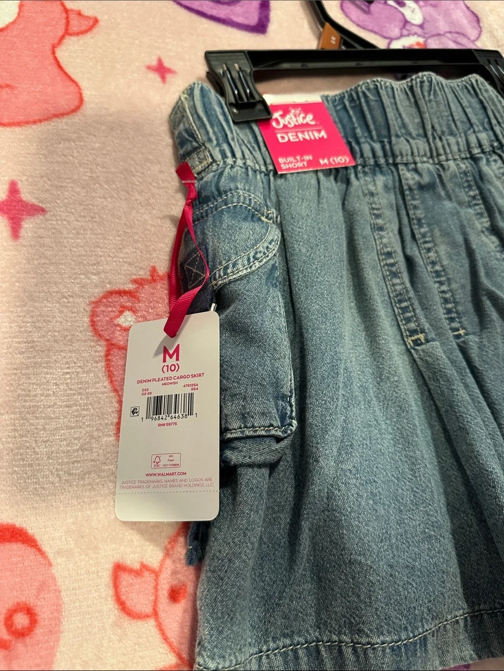 Justice Girls Blue Denim Skirt with Tie Waist